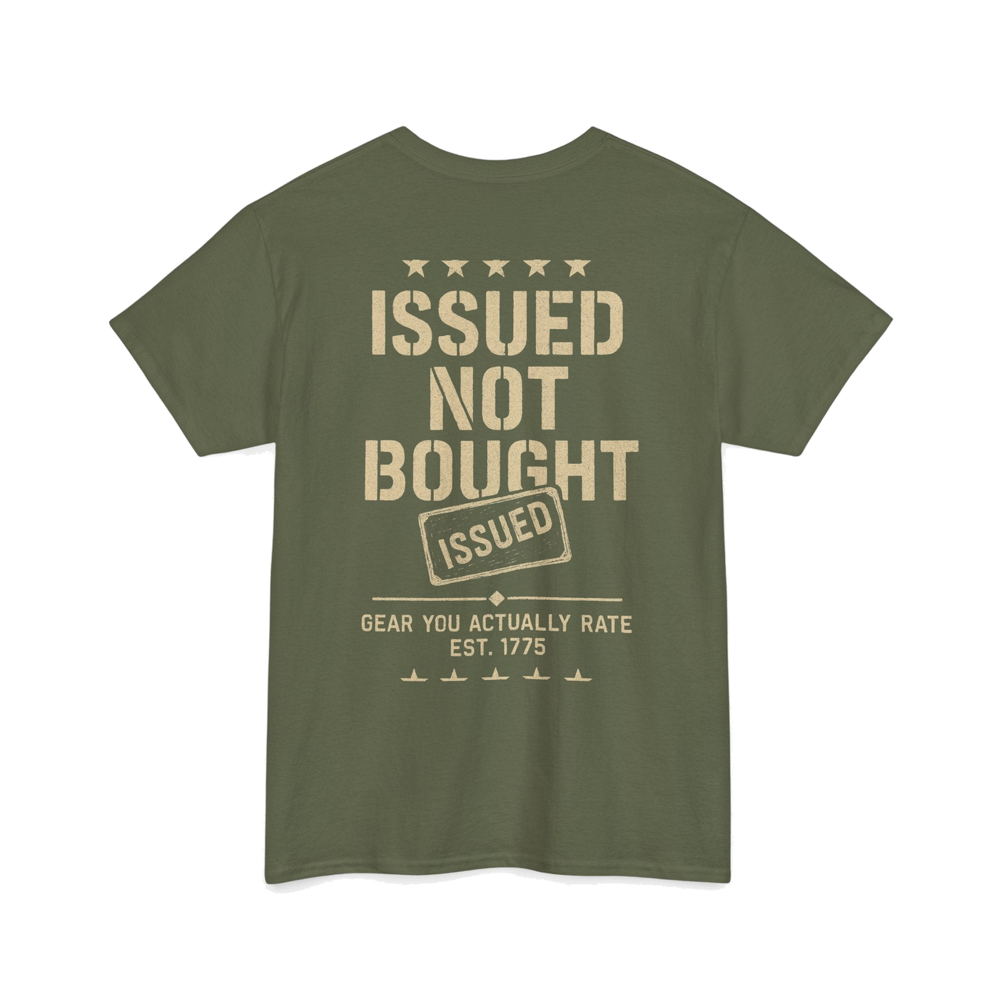 Issued Not Bought Tee - back, military green