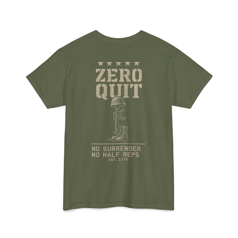 Zero Quit Tee - back, military green