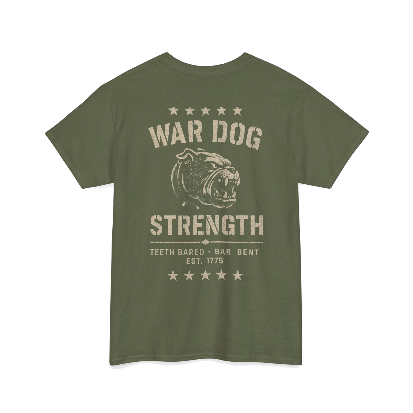 War Dog Strength Tee - back, military green