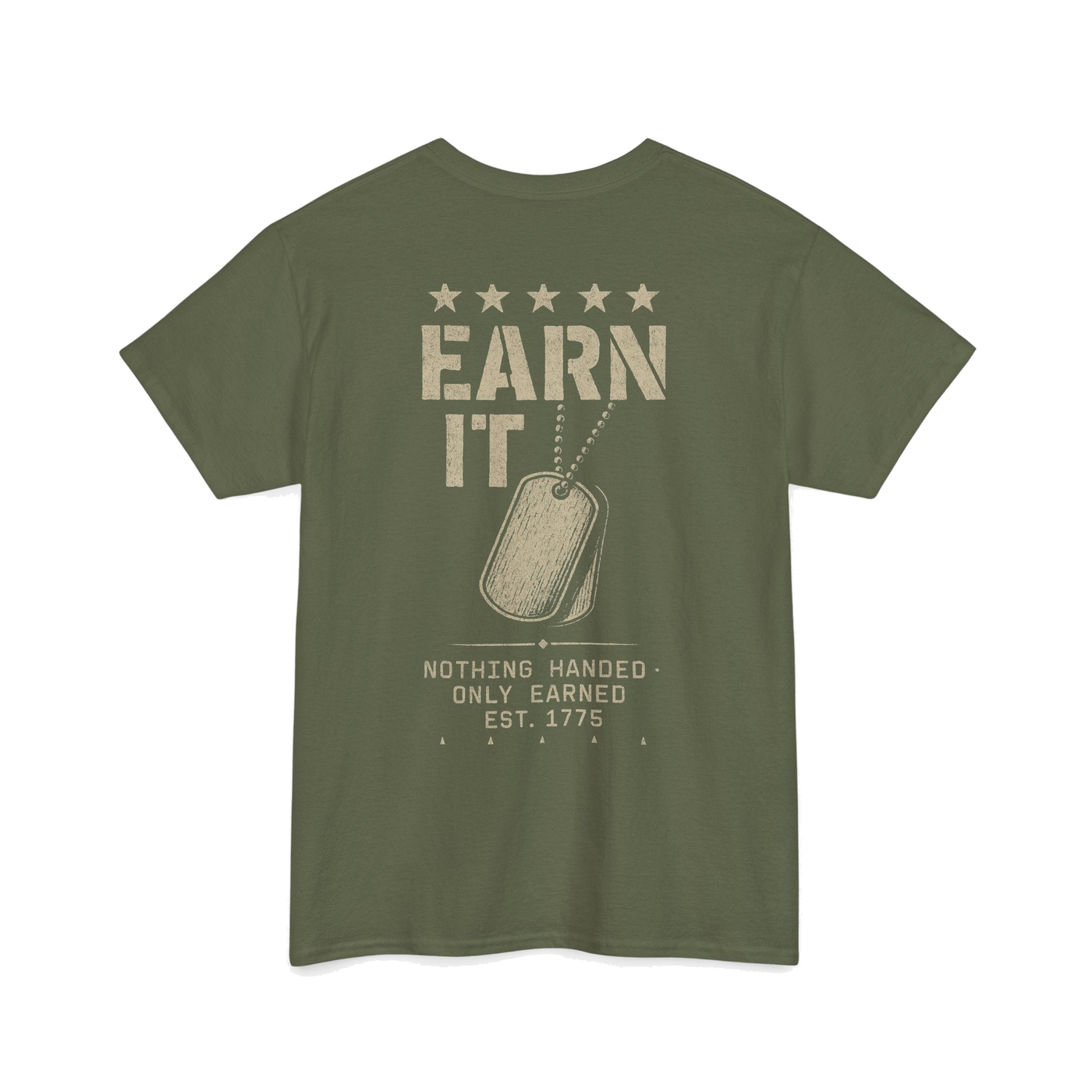 Earn It Tee - back, military green