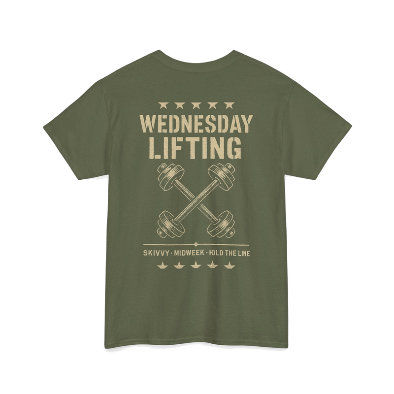 Wednesday Lifting Skivvy - back, military green