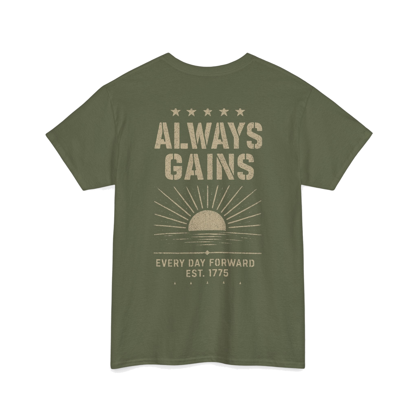 Always Gains Tee - back, military green