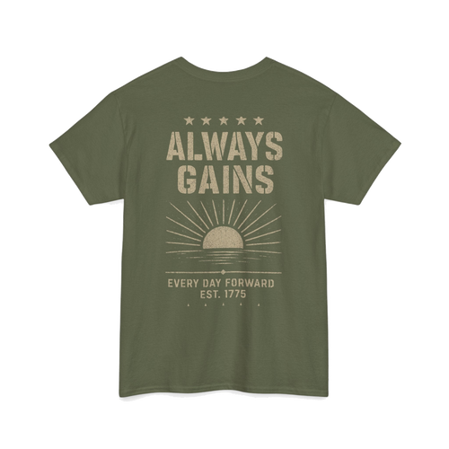 Always Gains Tee - back, military green
