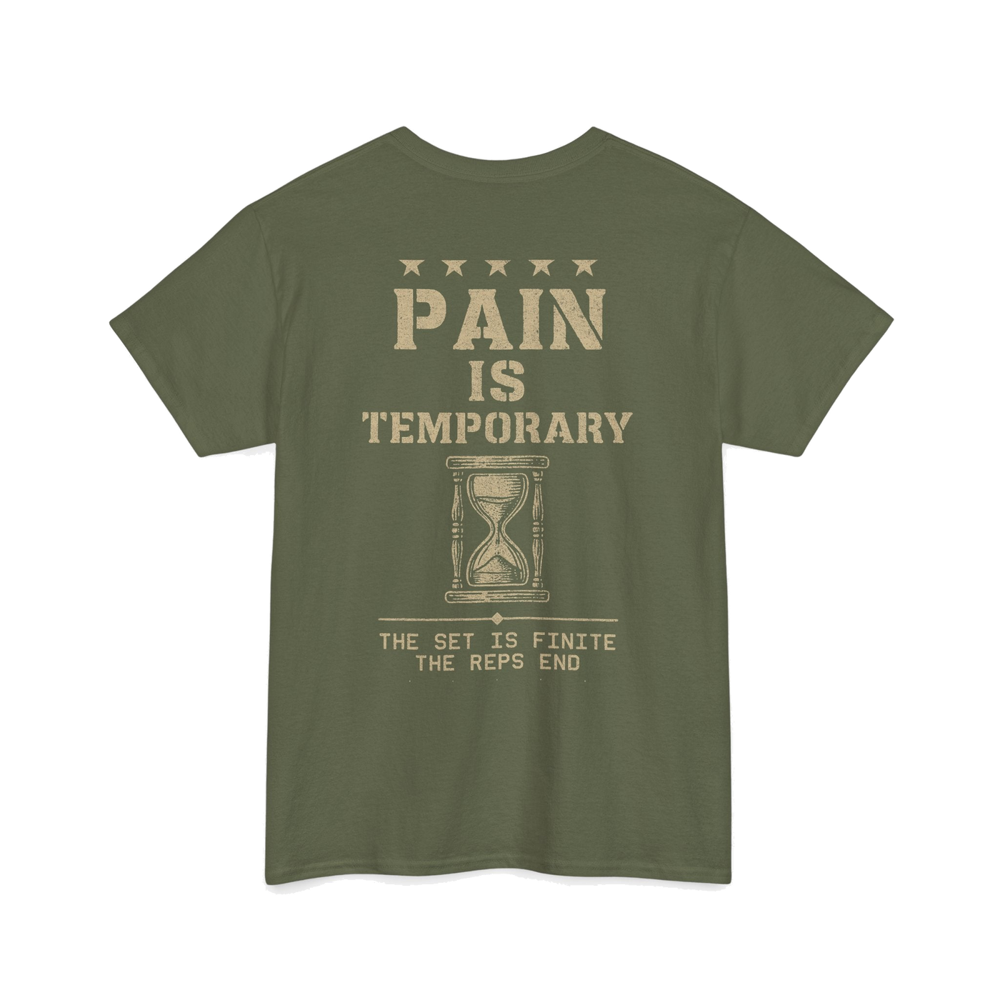 Pain Is Temporary Tee - back, military green