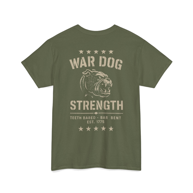 War Dog Strength Tee - back, military green